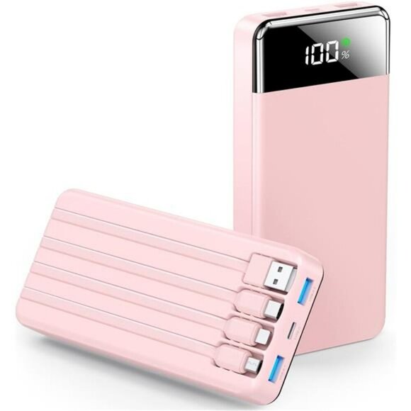 35000mAh portable charger power bank fast charging with built in cables